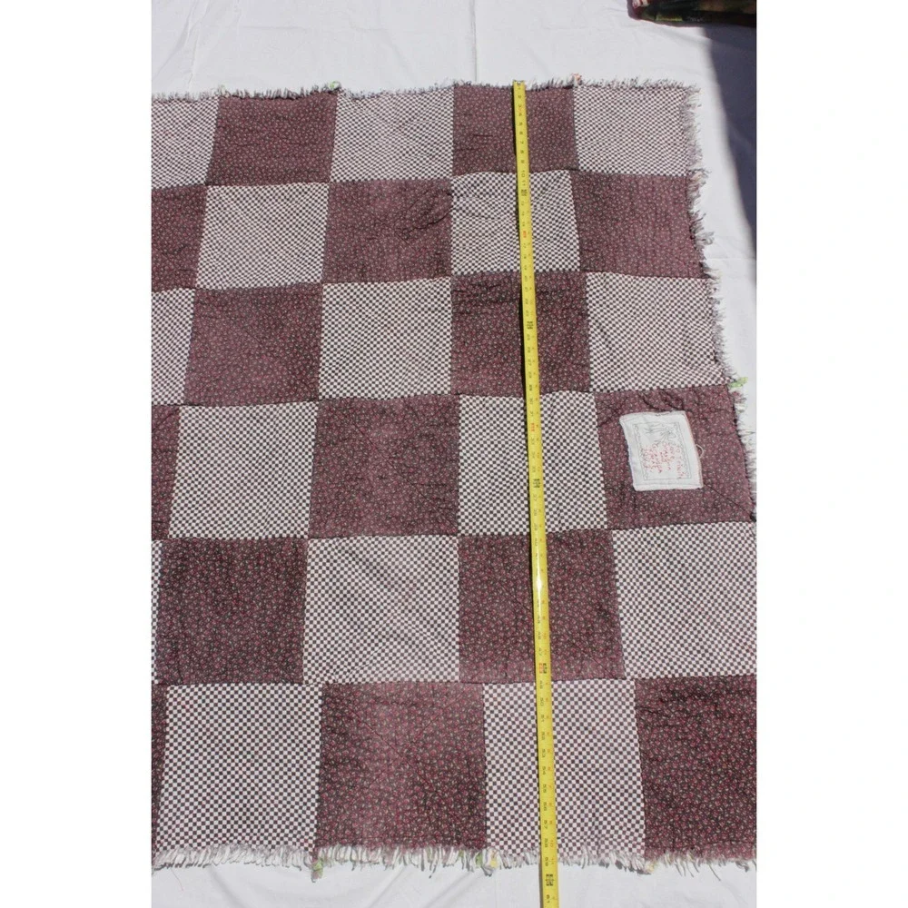 Cottage Core Denim Flannel Plaid's Rag Quilt,Granny Core Scrappy Rag Quilt 60x42